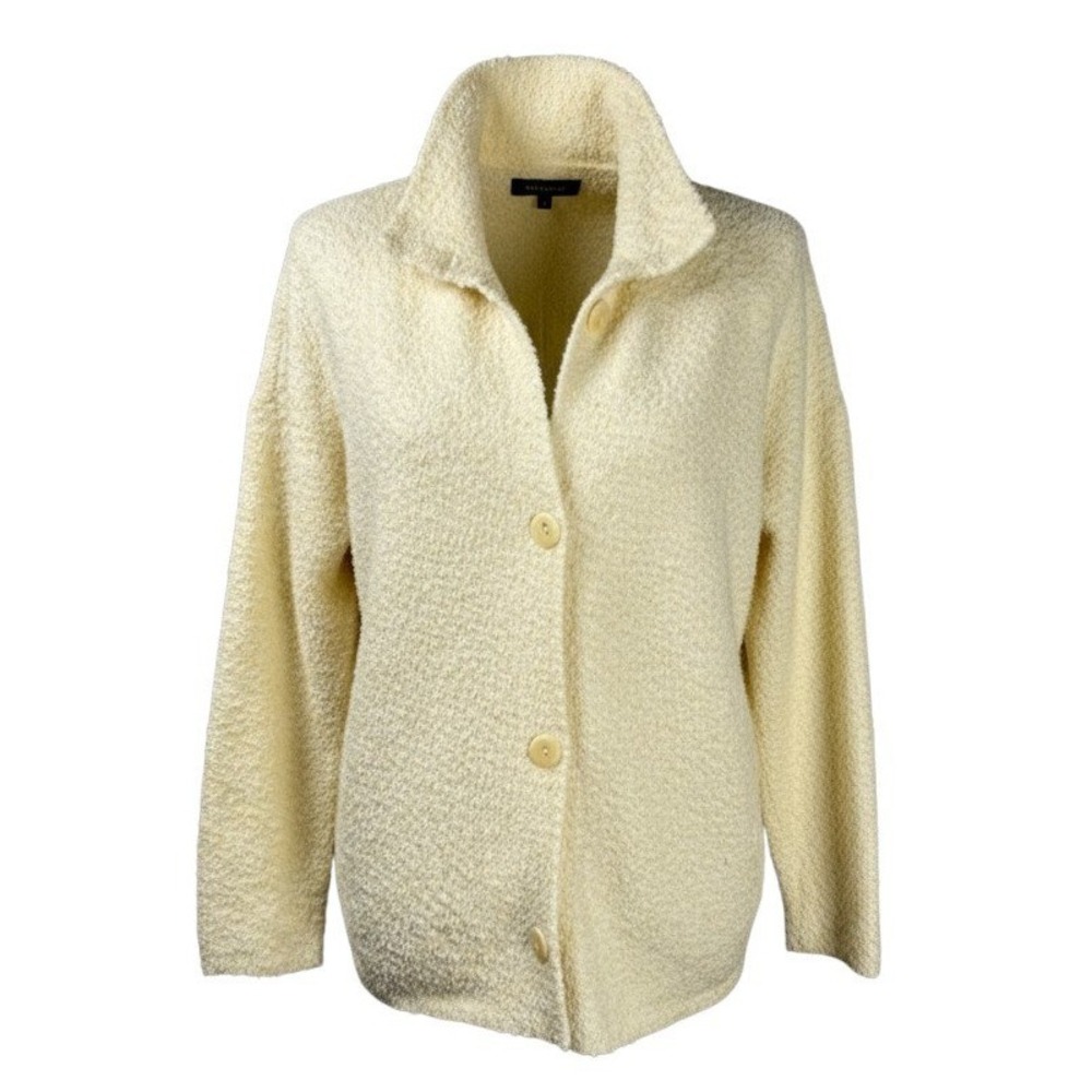 Eileen Fisher‎ Organic Cotton Blend Textured Button Front Cardigan Jacket Sz S/P